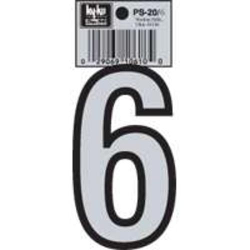 Hy-Ko PS-20/6 Reflective Vinyl House Number #6,  3-1/4"