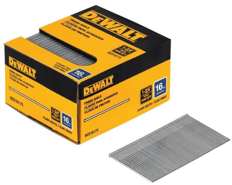 DeWalt DCS16175 16-Gauge Straight Finish Nails, 1-3/4"