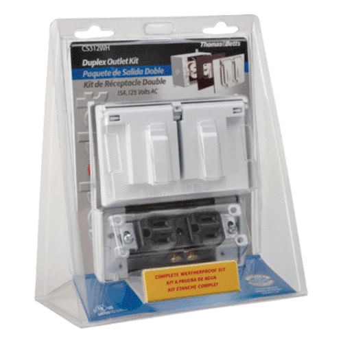 Red Dot CS312WH Weatherproof Duplex Outlet Kit, 1 Gang, White, 15 Amp