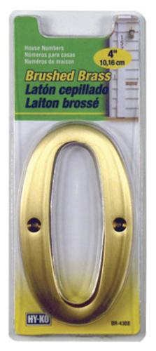 Hy-Ko BR-43BB/0 Brushed Brass Number 0, 4"