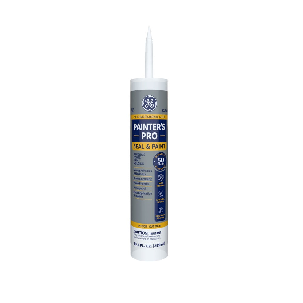 GE 2733636 Siliconized Acrylic Caulk, Clear, 10.1 oz