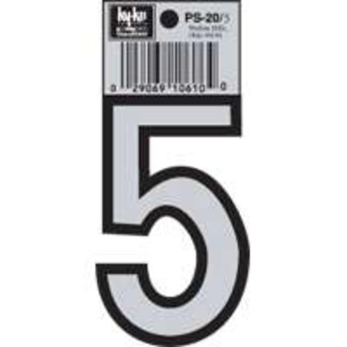 Hy-Ko PS-20/5 Reflective Vinyl House Number #5, 3-1/4"