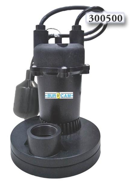 Bur-Cam Pump 300500 Submersible Sump Pumps, 1/3 HP
