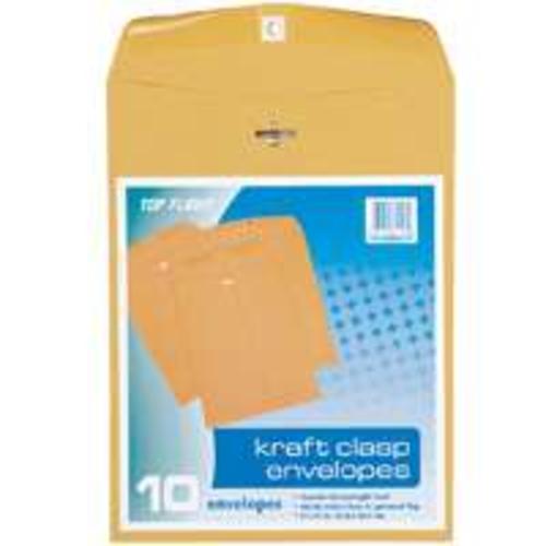 Top Flight 74413 Kraft Clasp Envelopes 9"x12", Brown
