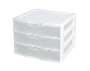 Sterilite 20938003 Clear View Wide 3-Drawer Organizer with White Frame