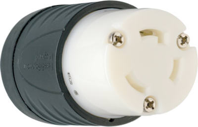 Pass & Seymour Locking Connector, 30A, 125V, Black & White