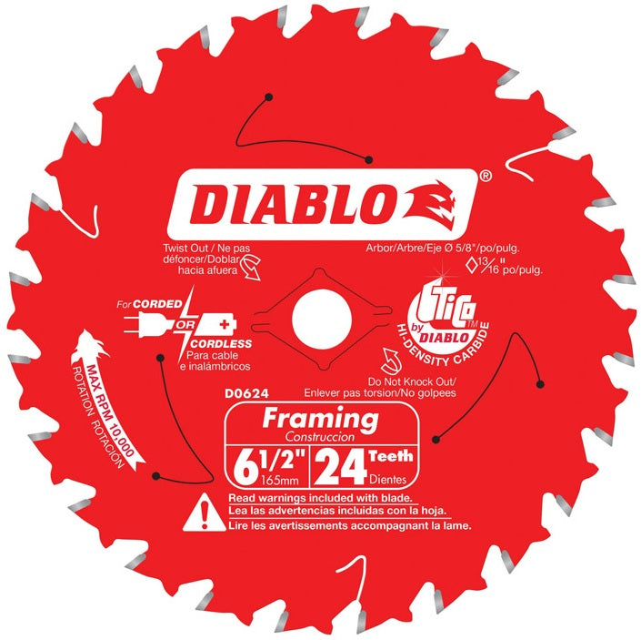 Diablo D0624A Framing Saw Blade, 6-1/2", 24 Teeth