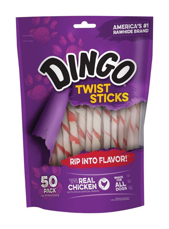 Dingo P-45022 Twist Sticks Chicken Rawhide Twists, 10 Oz, 50-Pack