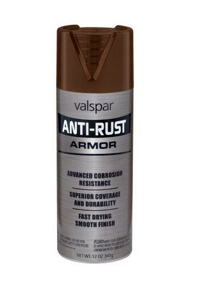 Valspar 044.0021933.076 Anti-Rust Armor Gloss Spray Paint, 12 Oz, Brown