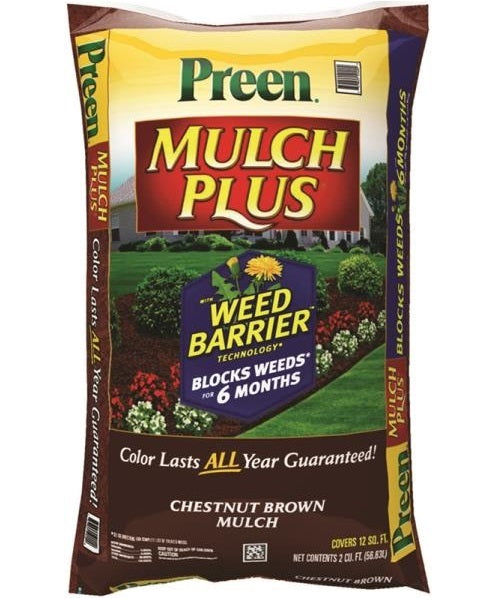 Preen 52050661 Mulch Plus Weed Barrier, Chestnut Brown, 2 cu ft