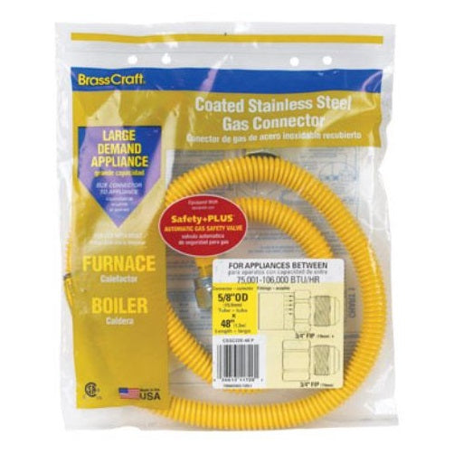 BrassCraft CSSC91E-48P Coated Stainless Steel Gas Connector, 48" Long