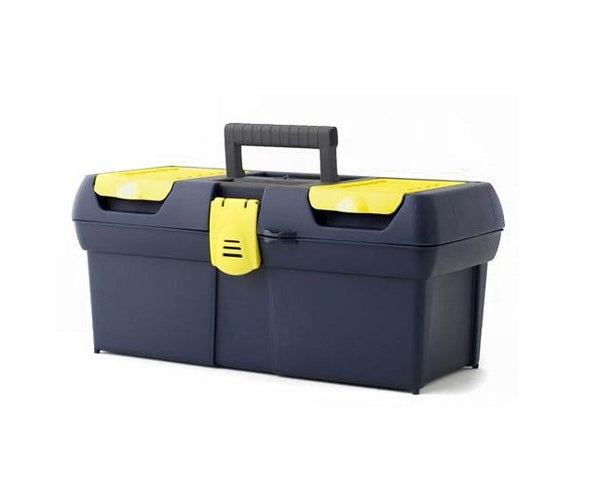 Stanley 016011R Portable Plastic Toolbox with Tote Tray, Yellow/Black, 16"