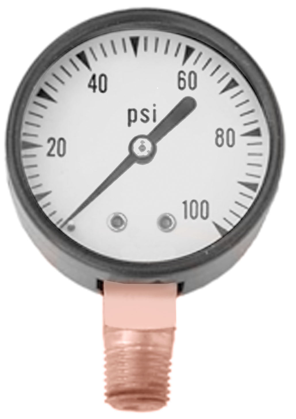 Simmons 1305 Lead Free Pressure Gauge, 1/4", 0-100 lbs