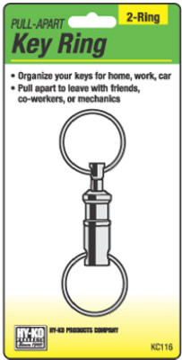 Hy-Ko KC116 Pull-Apart Metal Key Ring, Silver