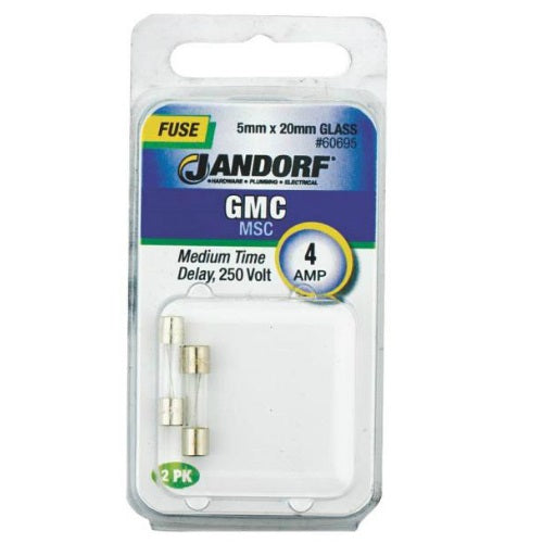 Jandorf 60695 GMC Glass Tube Fuse, 4 Amp, 250 Volts