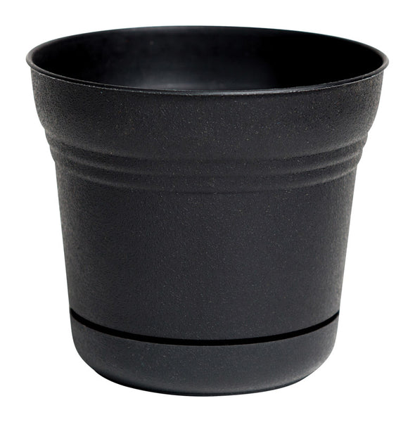 Bloem SP0700 Saturn Flower Pot, Plastic, Black, 6.5" x 7.25"