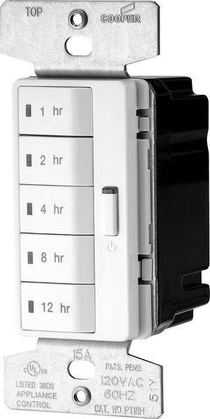 Cooper Wiring PT18H-W-K Accell Wall Switch Programmable Timer, White