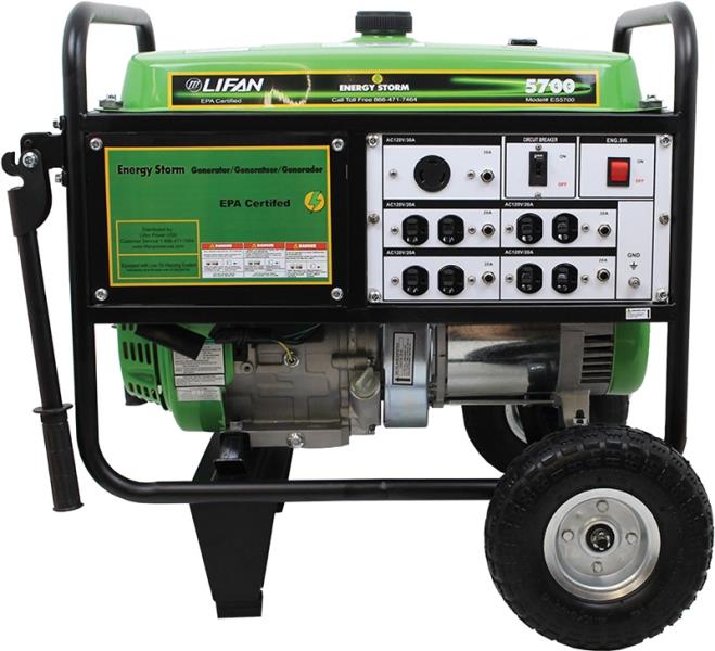Lifan ES5700 Energy Storm Gasoline Powered Portable Generator, 5000 Watt