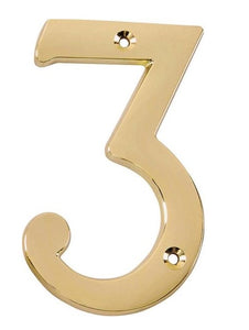 Prosource N-Z043PB3L-PS House Numbers # 3, Satin Brass Coating, 4"