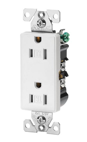 Cooper Wiring 9505TRWS Tr Duplex Receptacle Wht Satin