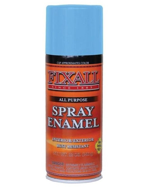 Fixall F1314 Enamel Spray Paint, Liquid, Characteristic, 12 Oz, Aerosol, Sky Blue