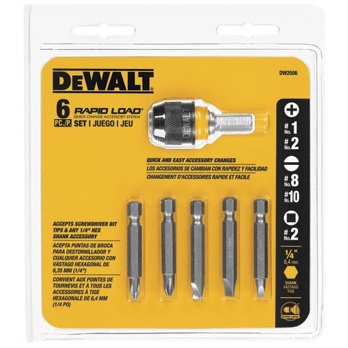 Rapid Load DW2506CS 6-Piece Screwdriver Bit Set