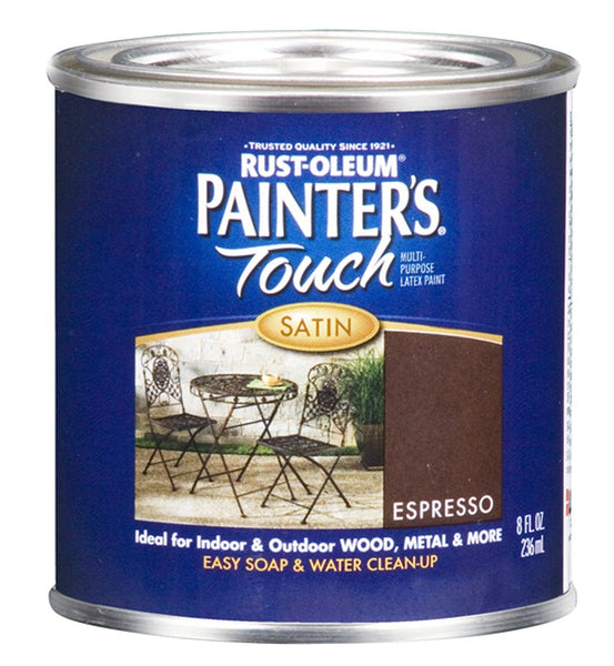 Rust-Oleum 242054 Painter&#039;s Touch Latex Paint, Satin Espresso, 1/2 Pint