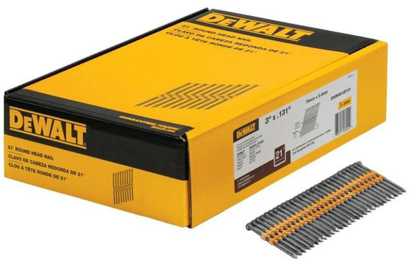 DeWalt DWRHS10D131 21-Degree Metal Framing Nails, 3" x 0.131"