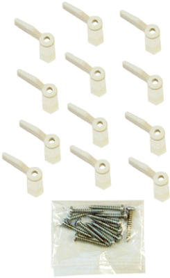 Slide-Co PL-7920 Nylon Screen Turn Buttons With Fasteners, White, 12-Pack