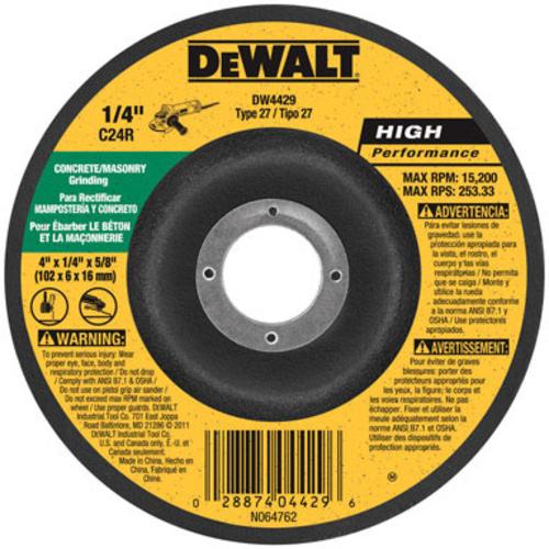 Dewalt DWA4500C Masonry Grinding Wheel, 4" dia, 1/4" Thick