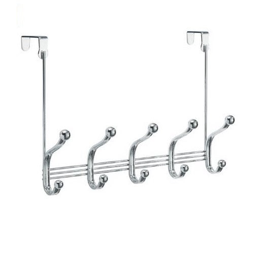 InterDesign 53470 York Lyra Over The Door 5 Hook Rack, Chrome