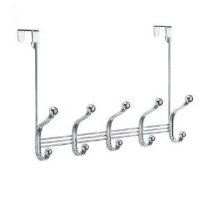InterDesign 53470 York Lyra Over The Door 5 Hook Rack, Chrome