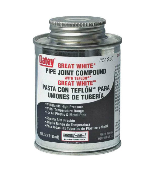 Oatey 31230 Great White PTFE Pipe Joint Compound, 4 Oz, White
