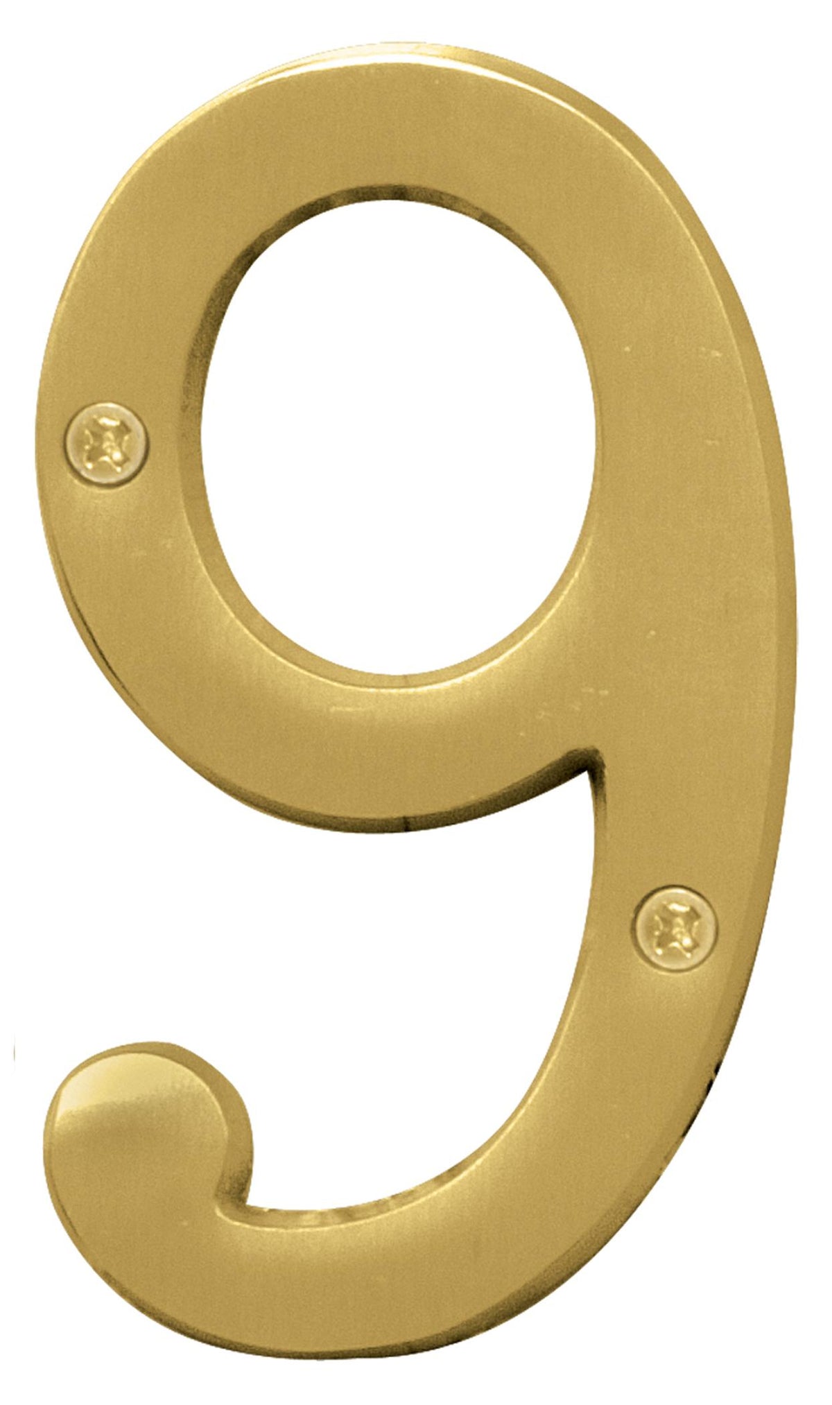 Hy-Ko BR-43BB/9 4" Brass House Number 9, Brushed Brass