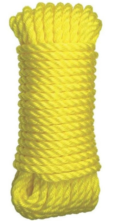Ben-Mor 60148 Twisted Polypropylene Rope, 3 Strands, 1/4" x 100&#039;, Yellow