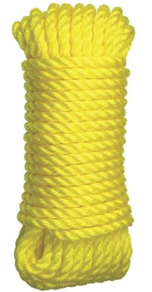 Ben-Mor 60148 Twisted Polypropylene Rope, 3 Strands, 1/4" x 100&#039;, Yellow