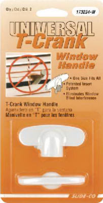 Slide-Co 173234-W Casement Operator Universal Tee Crank Handle, White, 2-Pack