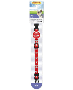 Westminster Pet 7N39201 Ruffin' It Adjustable Paw Print Toy Reflective Dog Collar, Nylon, 8 - 12"