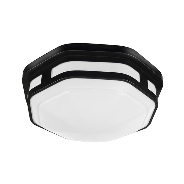 ETI 54466101 Octagon Black Integrated LED Outdoor Flushmount Porch Light, 830 L