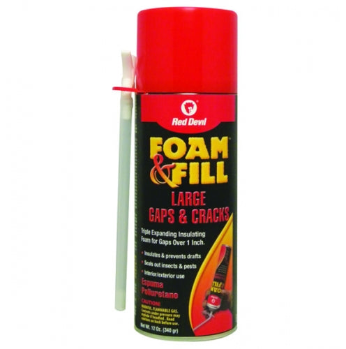 Red Devil 0909 Foam & Fill Triple Expanding Polyurethane Sealant, 12 Oz