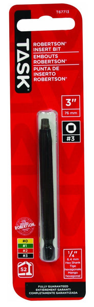 Task Tools T67713 Robertson Screwdriver Power Insert Bit, 3"