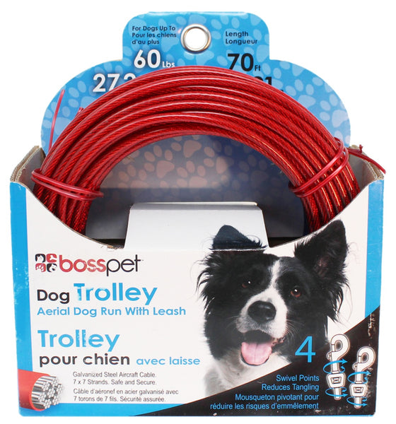 Boss Pet Q5070-000-99 PDQ Dog Trolley System, Red, 70'
