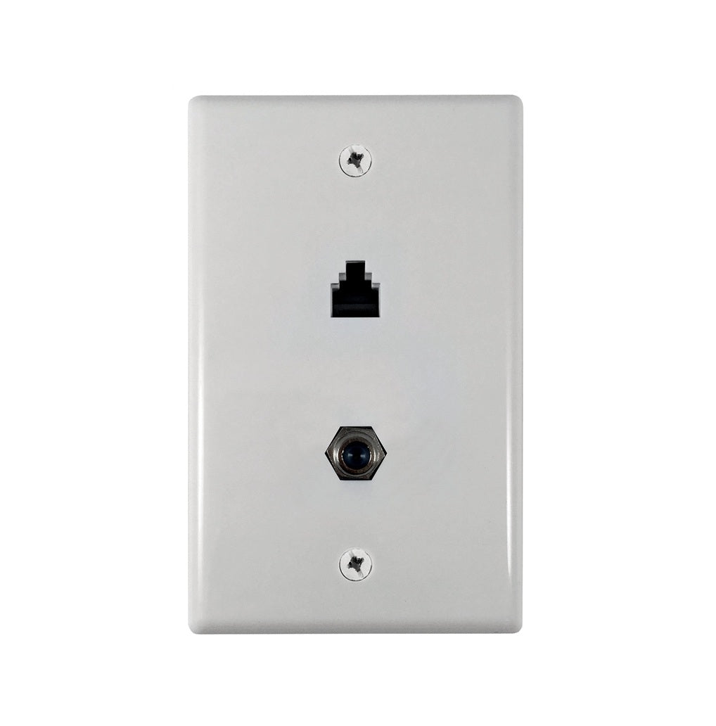 AmerTac VW6ERG6W Flush Mount Ethernet & Coax Wallplate, White