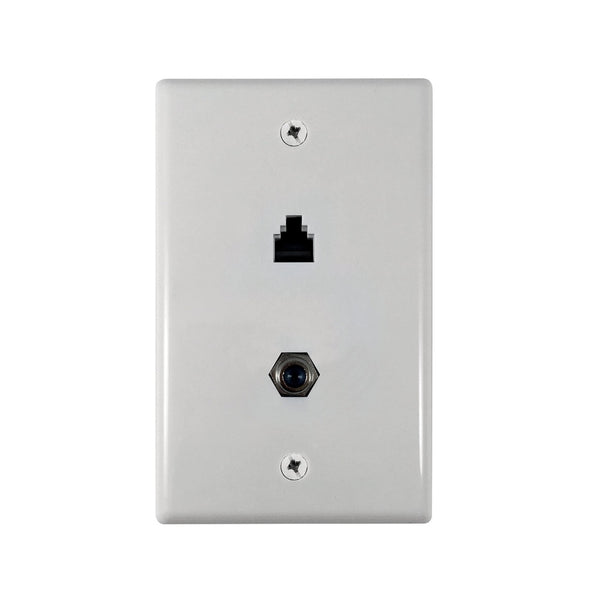 AmerTac VW6ERG6W Flush Mount Ethernet & Coax Wallplate, White