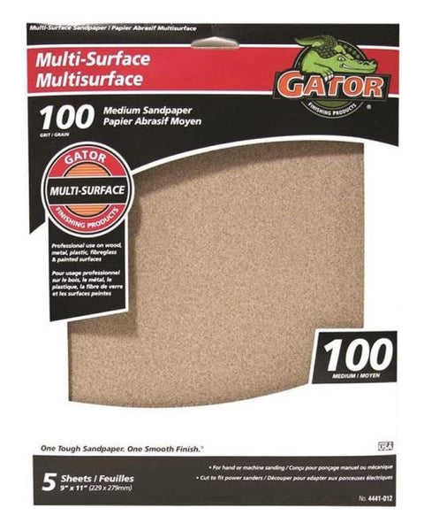 Gator 4441-012 Multi-Surface Sanding Sheet, 9" x 11", 100 Grit