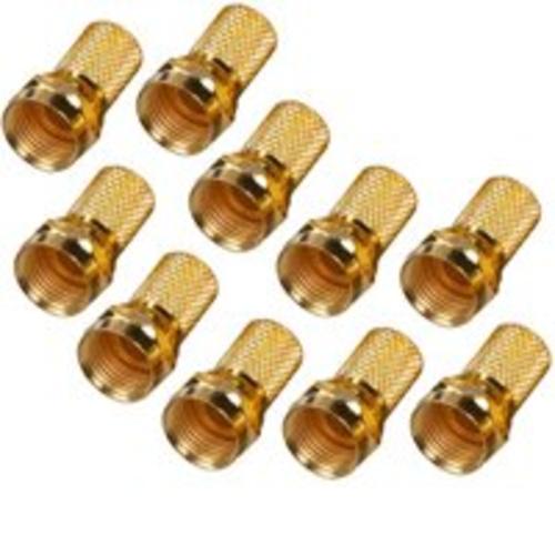 Amertac VA1010RG6TW Coaxial Twist F Connectors, Gold, 10 Pk