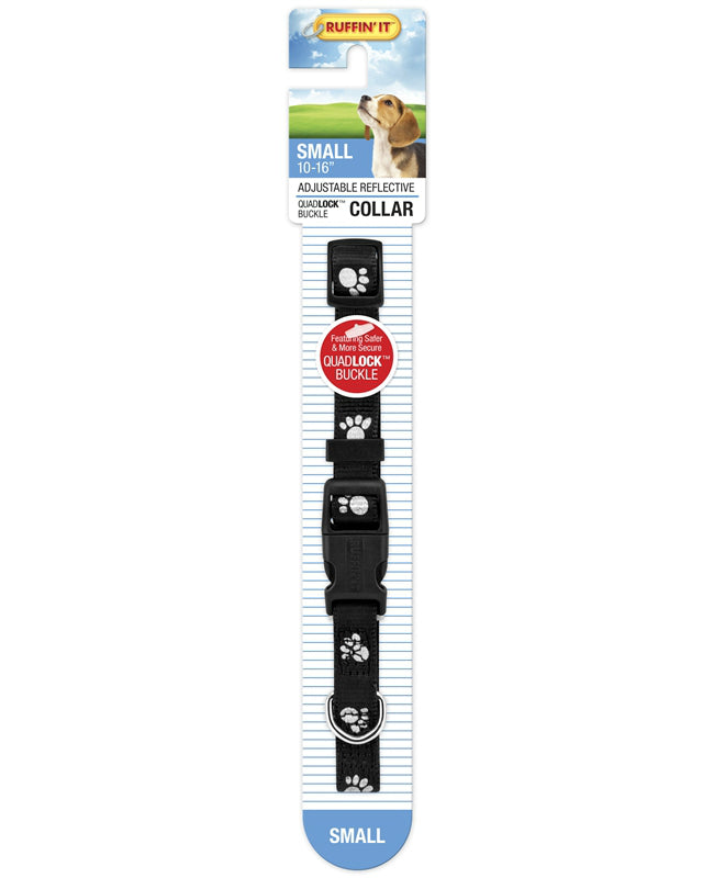 Westminster Pet 7N39241 Ruffin' It Adjustable Paw Print Small Reflective Dog Collar, Nylon, Assorted Color, 10 - 16"