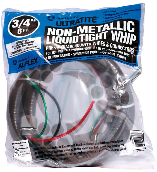 Southwire 55189307 PVC Liquid Tight Flexible Whip, 3/4" x 6&#039;