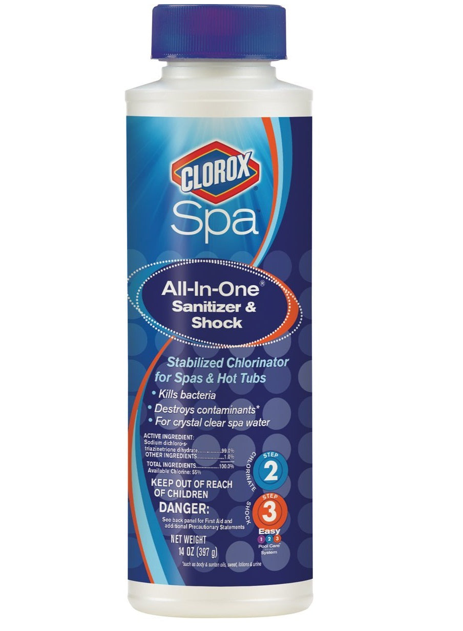 Clorox 23014CSP All-In-One Sanitizer & Shock to Control Bacteria, 14 Oz