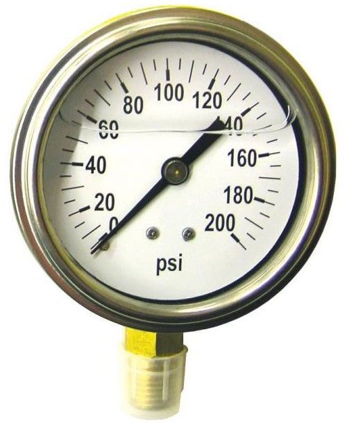 Green Leaf LG 200 1 PK Liquid Filled Pressure Gauge, 200 PSI